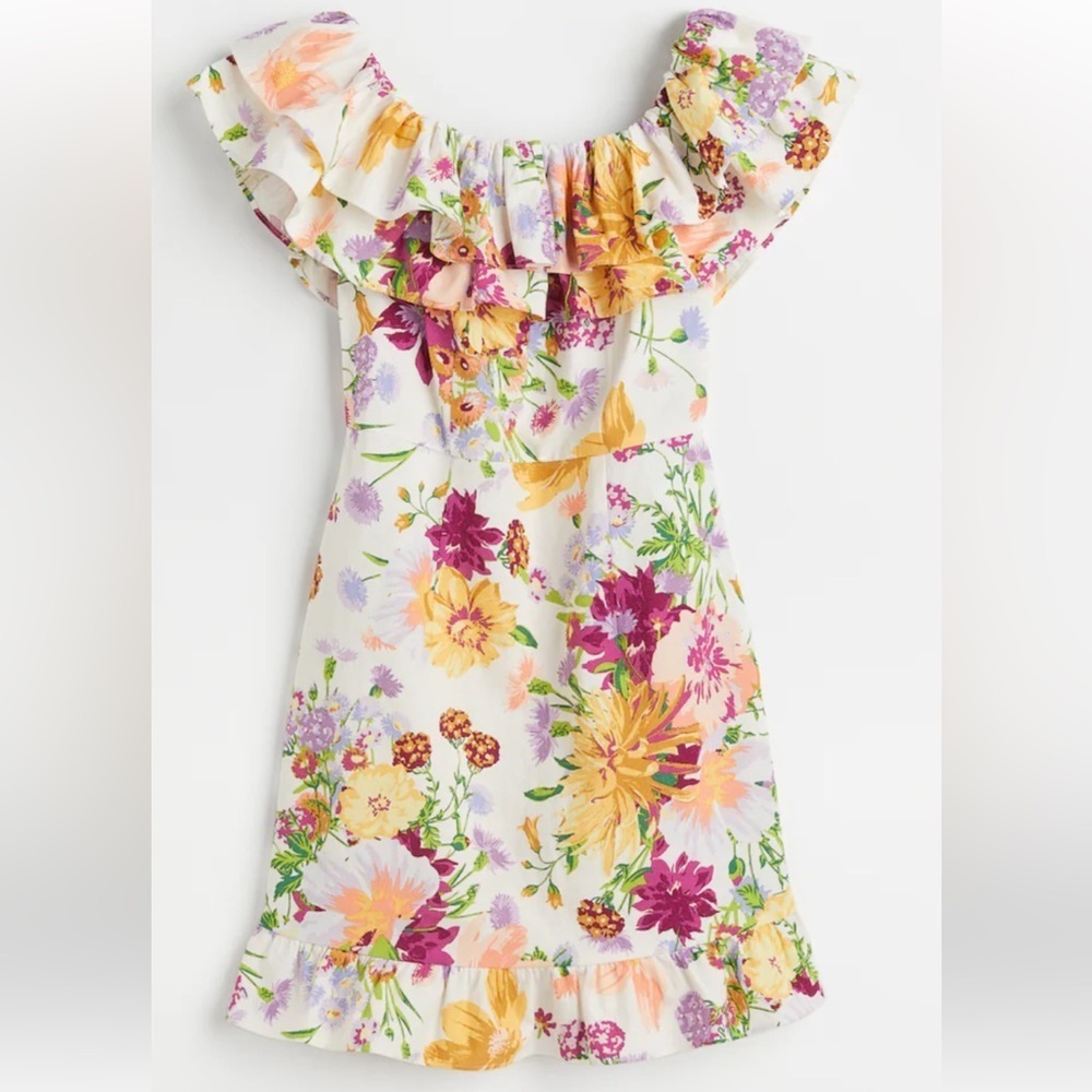 H&M Floral Ruffle Off-Shoulder Dress - Picture 2 of 9